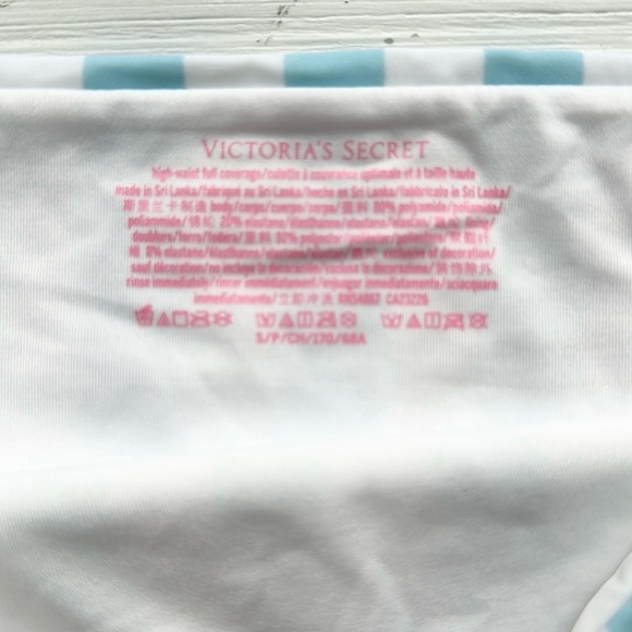 NWT Victorias Secret High Waist Bikini Bottom Blue White Stripes size Medium - Picture 3 of 4